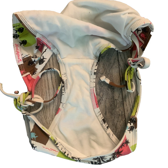LOCAL MOTION WOMEN'S WHITE/PINK/GREEN‎ TROPICAL FISH BIKINI LARGE-EUC - Picture 6 of 7